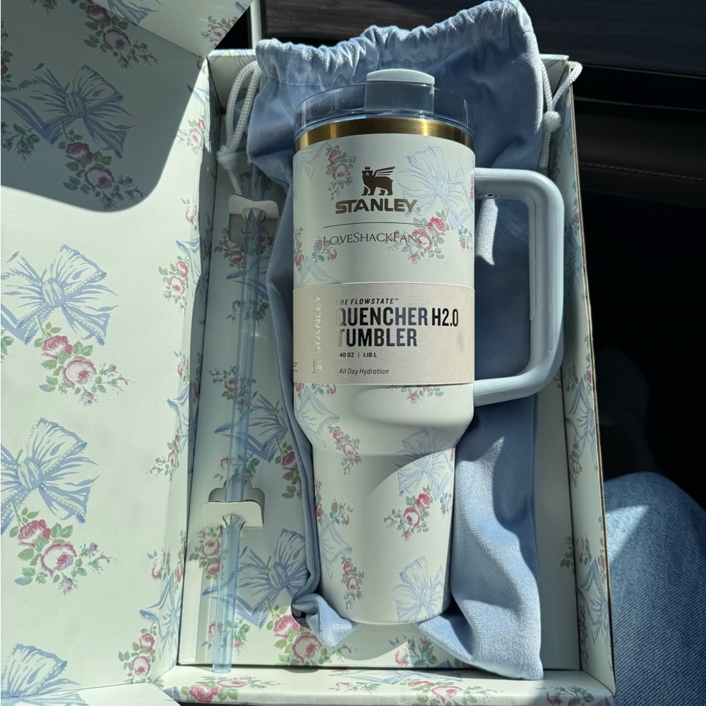LoveShackFancy Gift Box with Blue and Pink Floral Design